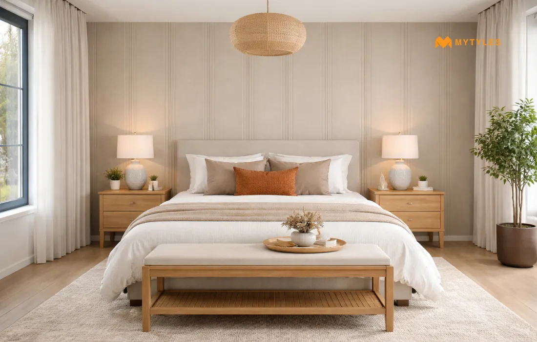 Textured Grey Tile in Bedroom